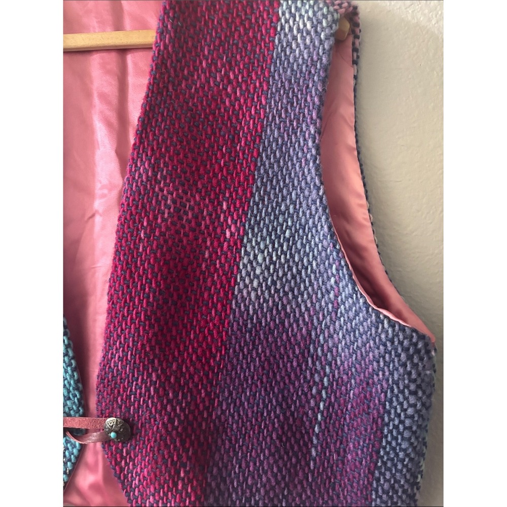 Women's SZ Large/XL Handwoven Multicolor Textured Vest w/Pink Lining Boho Ombre - Picture 9 of 12